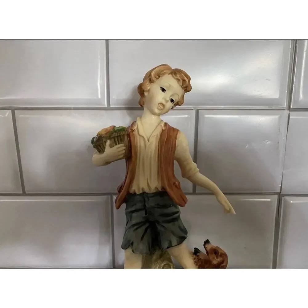 Vintage Luigi Giorgio Benacchio Style Italian Figurine Boy w Dog Cottage Decor